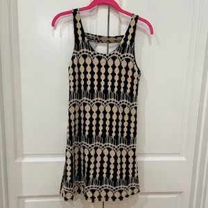 XS Black and Tan pattern dress